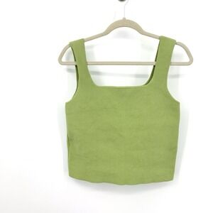 Reformation Women Size Large Tank Julia Top Green Avocado Ribbed Cropped